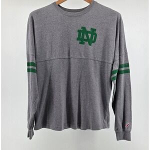 University of Notre Dame Long Sleeve Spirit Shirt Medium Green Gray Casual